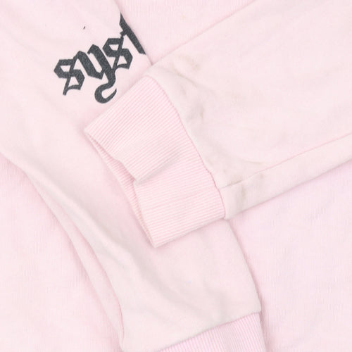 SYSTVM Womens Pink Graphic Pullover Hoodie Size S Cotton Blend