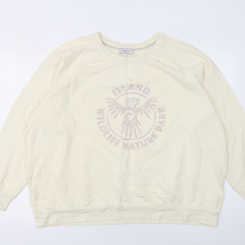 Marks and Spencer Women Beige Island Wildlife Nature Park Cotton Sweatshirt Size 22