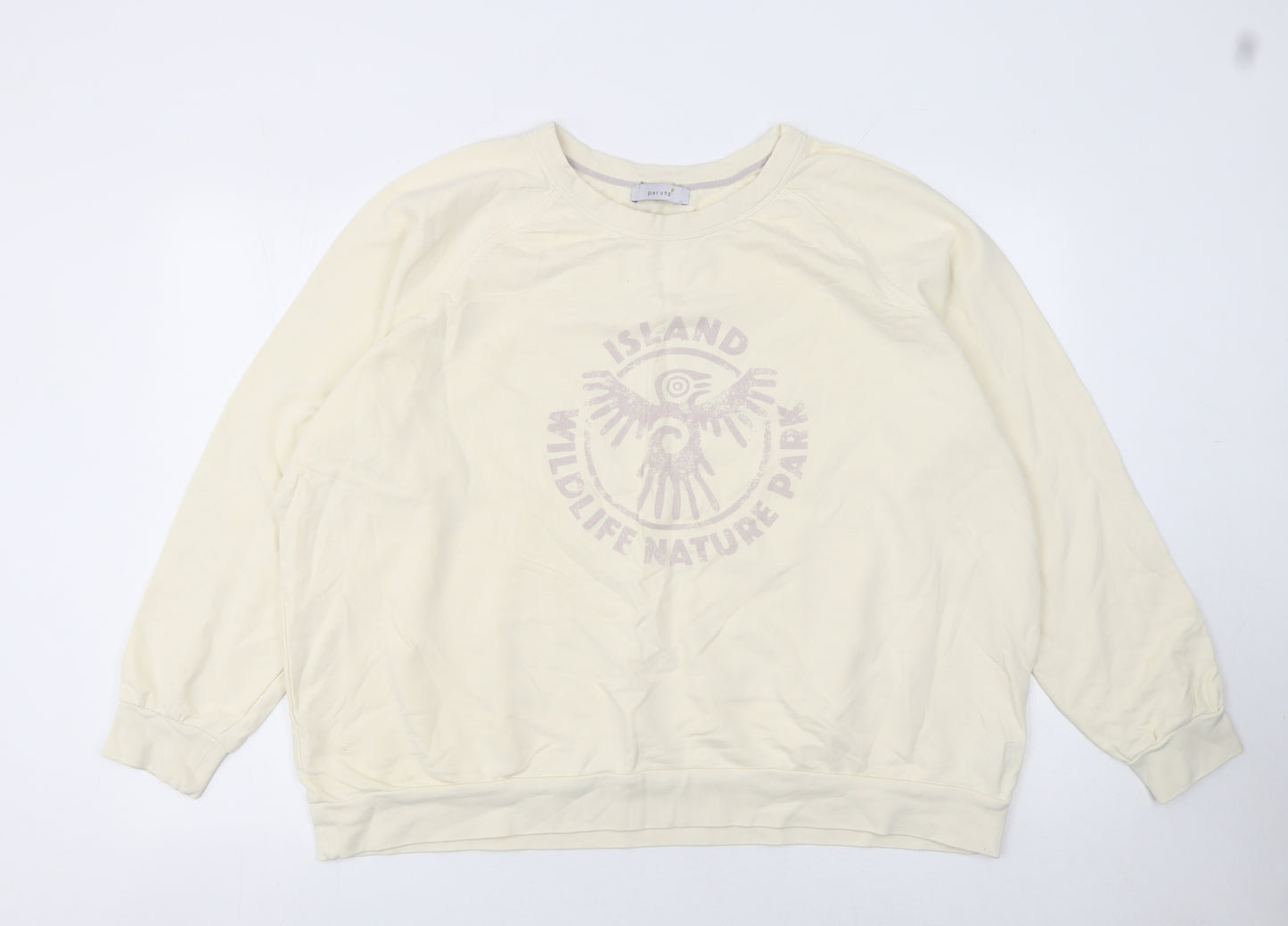 Marks and Spencer Women Beige Island Wildlife Nature Park Cotton Sweatshirt Size 22