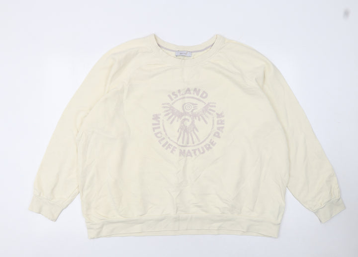 Marks and Spencer Women Beige Island Wildlife Nature Park Cotton Sweatshirt Size 22