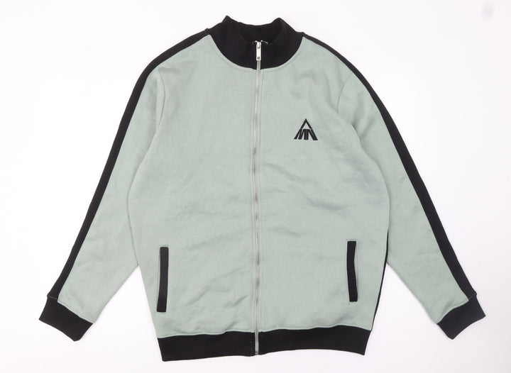 boohooMAN Men’s Green Full Zip Sweatshirt M Regular Fit