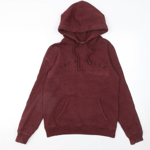 Jack Wills Womens Burgundy Hoodie UK 8 Pullover Cotton Blend Casual