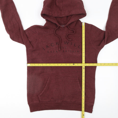 Jack Wills Womens Burgundy Hoodie UK 8 Pullover Cotton Blend Casual