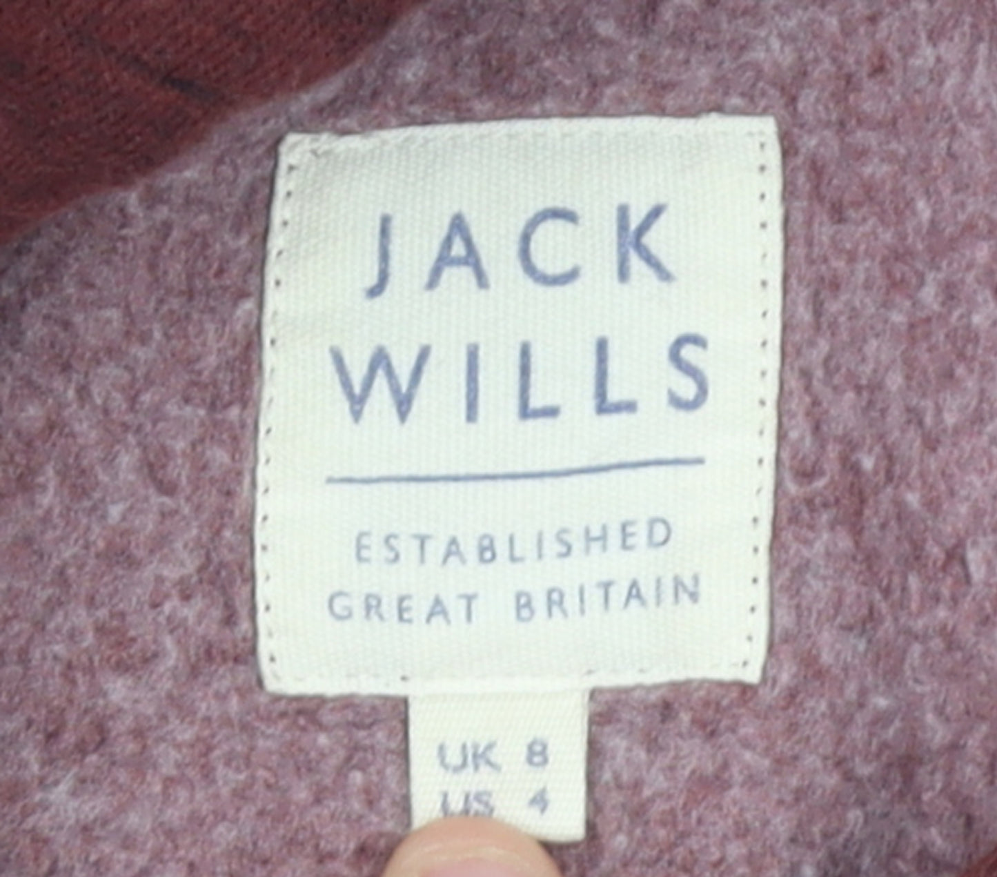 Jack Wills Womens Burgundy Hoodie UK 8 Pullover Cotton Blend Casual