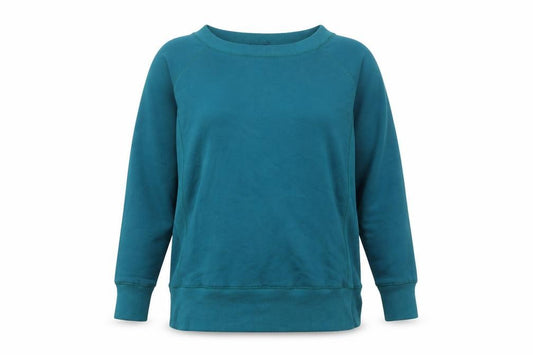 Front view of BY EMP Women’s Teal Crew Neck Pullover Sweatshirt XXL
