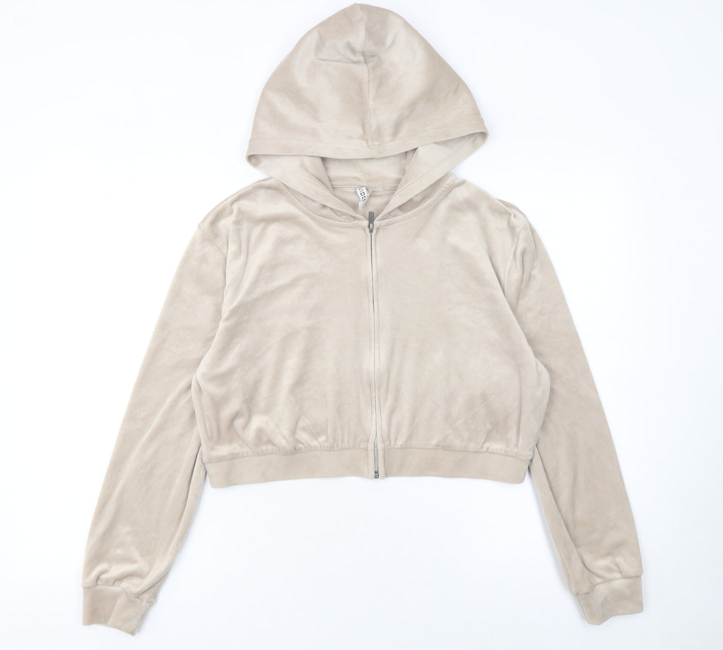 H&M Divided Women Beige Full Zip Velour Hoodie Size 14 L