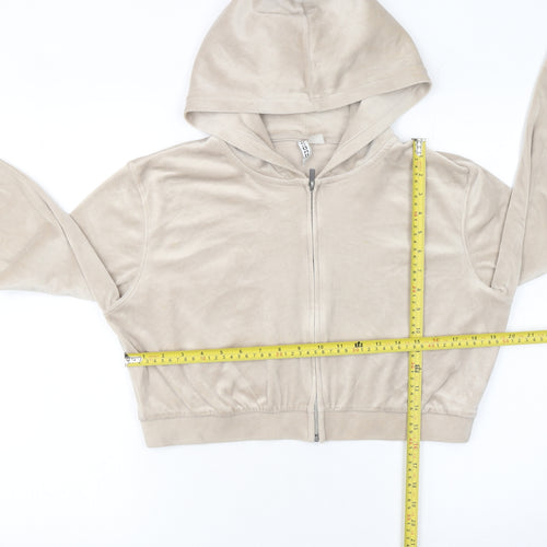H&M Divided Women Beige Full Zip Velour Hoodie Size 14 L