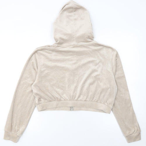 H&M Divided Women Beige Full Zip Velour Hoodie Size 14 L