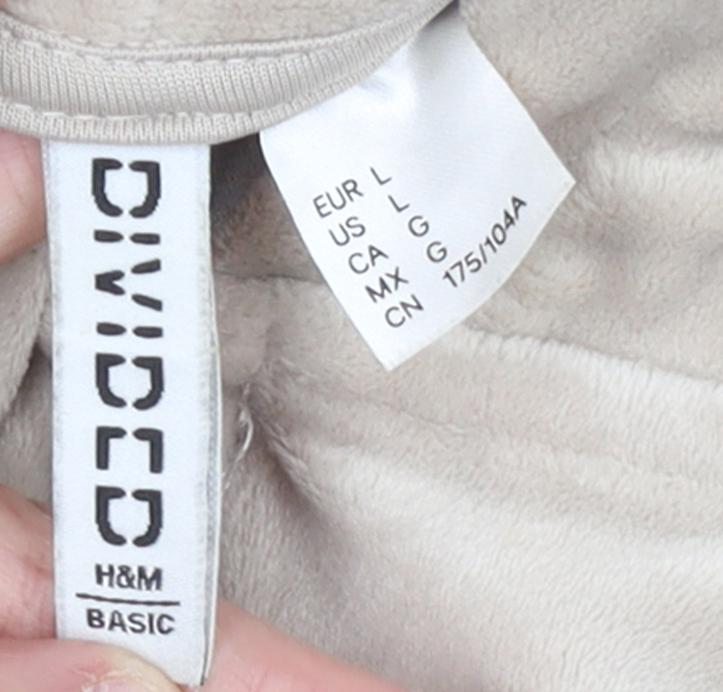 H&M Divided Women Beige Full Zip Velour Hoodie Size 14 L