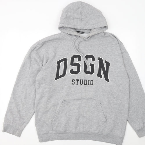 Boohoo Women Grey DSGN Studio Pullover Hoodie Large Casual Cotton Blend