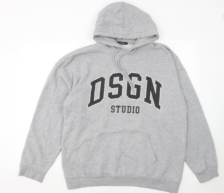 Boohoo Women Grey DSGN Studio Pullover Hoodie Large Casual Cotton Blend