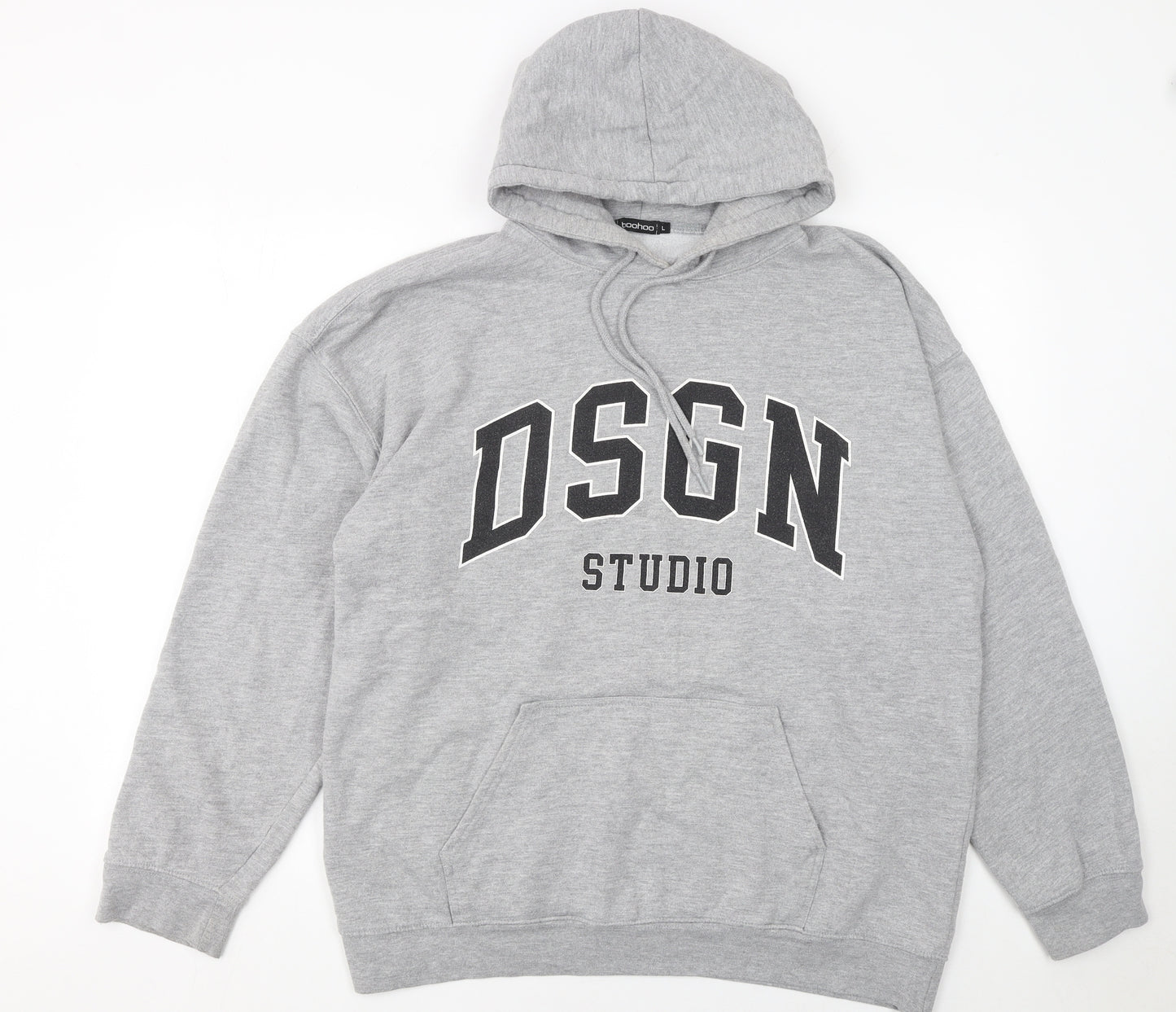 Boohoo Women Grey DSGN Studio Pullover Hoodie Large Casual Cotton Blend