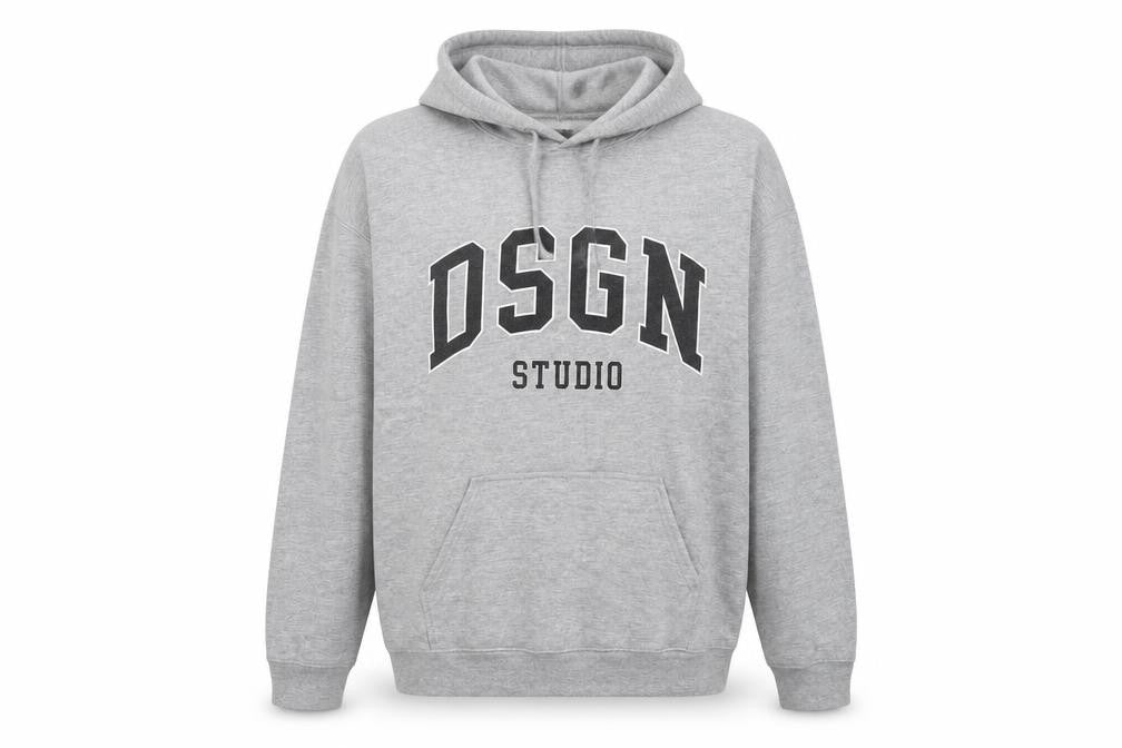 Front view of Boohoo Women Grey DSGN Studio Pullover Hoodie Large Casual Cotton Blend