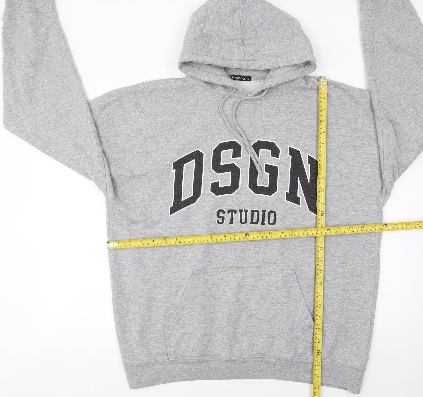 Boohoo Women Grey DSGN Studio Pullover Hoodie Large Casual Cotton Blend