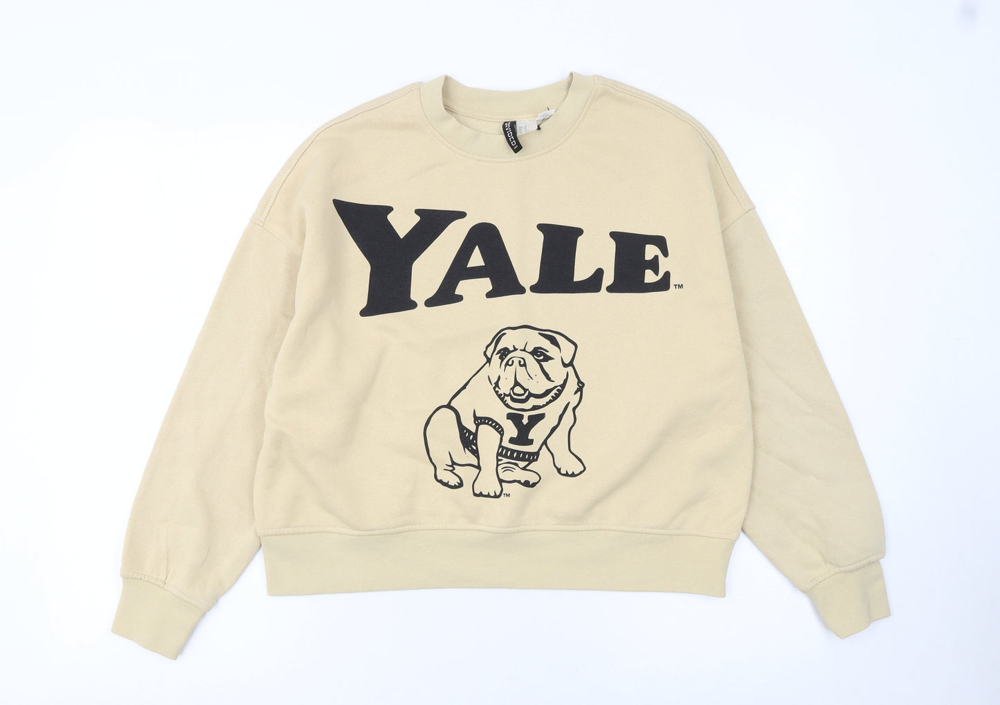 H&M Divided Yale Beige Graphic Cotton Blend Sweatshirt XS Women