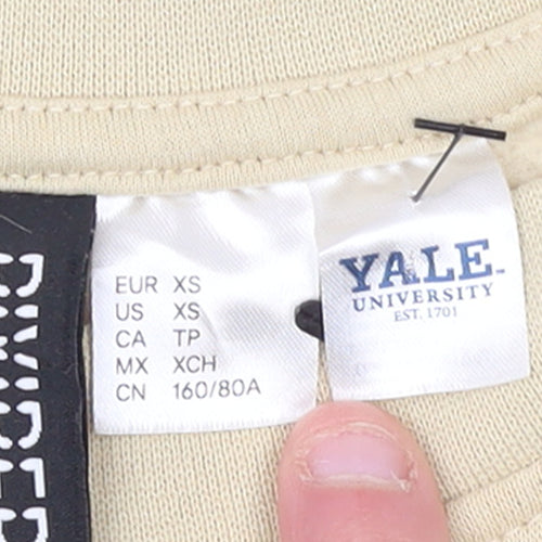 H&M Divided Yale Beige Graphic Cotton Blend Sweatshirt XS Women