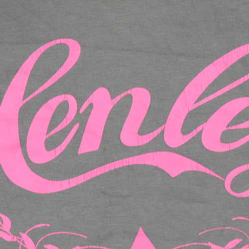 Henleys Womens Green Pink Graphic Pullover Hoodie Size 2 Cotton Blend