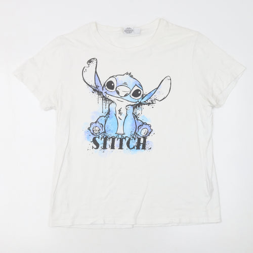 Primark Women’s White Stitch Disney Cotton T-Shirt Size 12