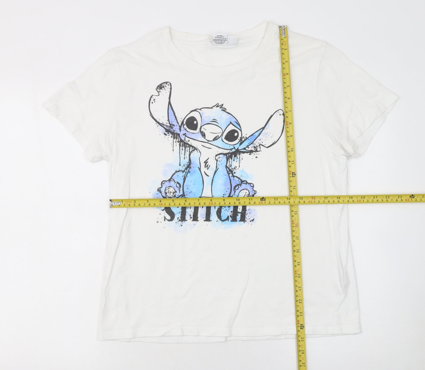 Primark Women’s White Stitch Disney Cotton T-Shirt Size 12