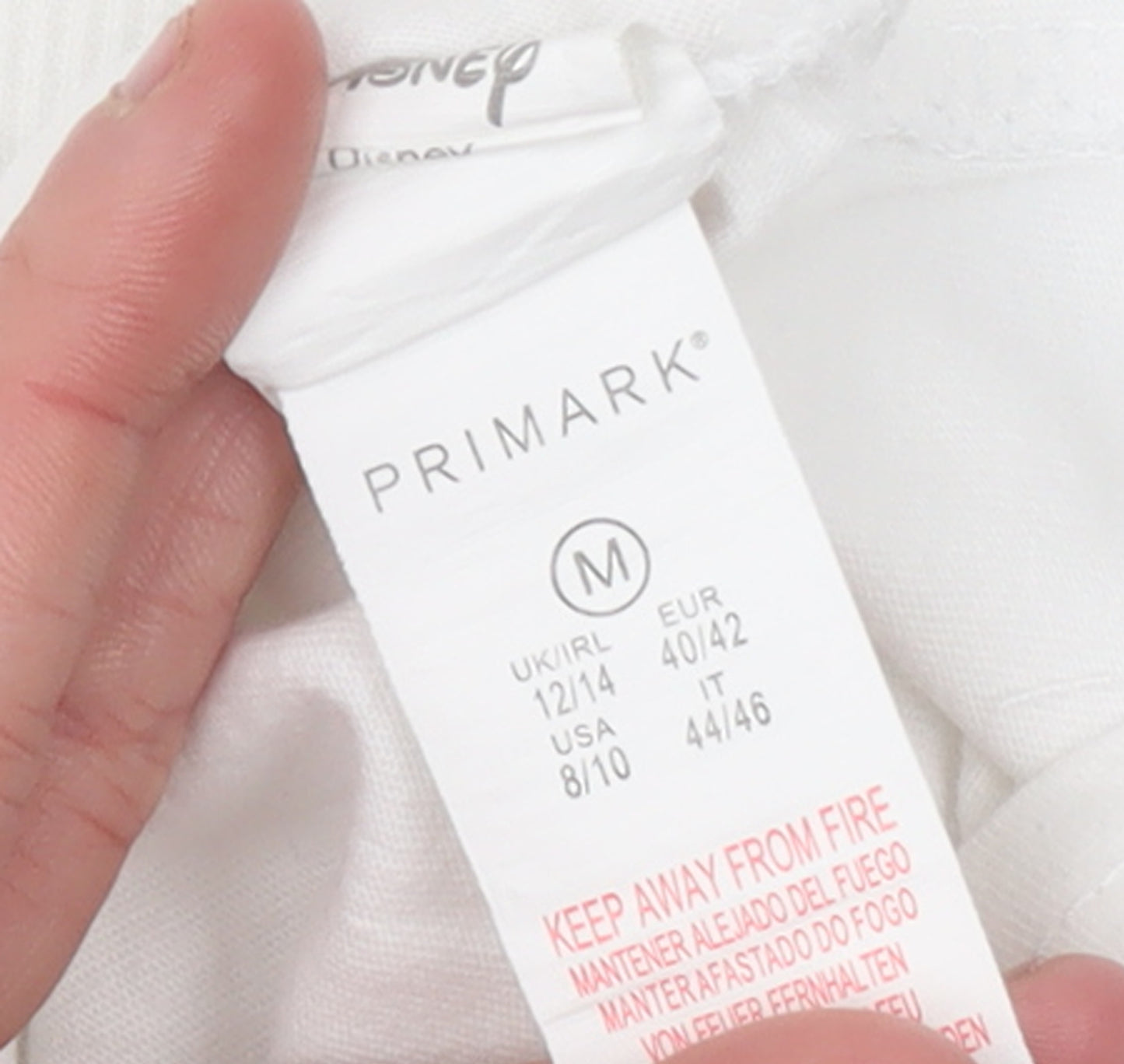 Primark Women’s White Stitch Disney Cotton T-Shirt Size 12