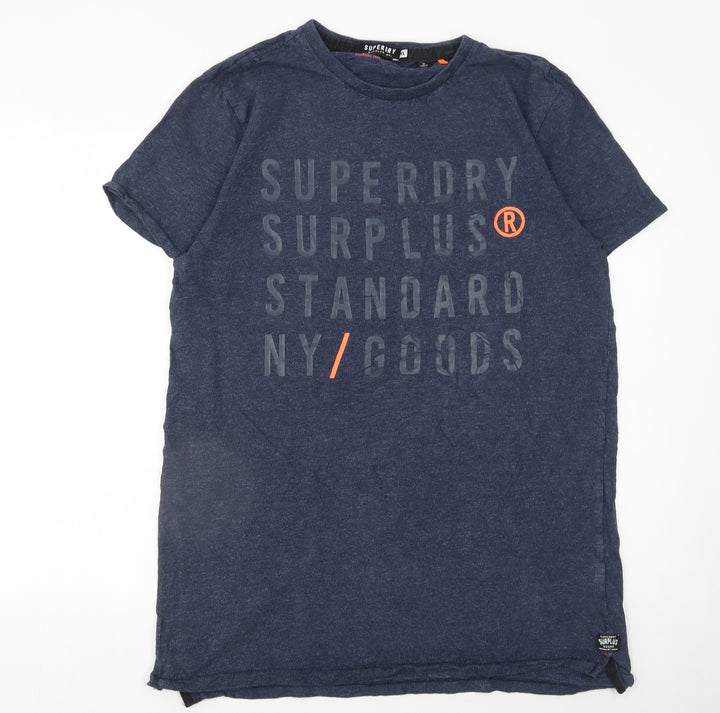 Superdry Men's Blue Graphic Print Crew Neck Cotton T-Shirt XL