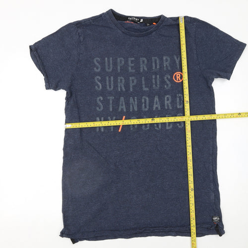 Superdry Men's Blue Graphic Print Crew Neck Cotton T-Shirt XL