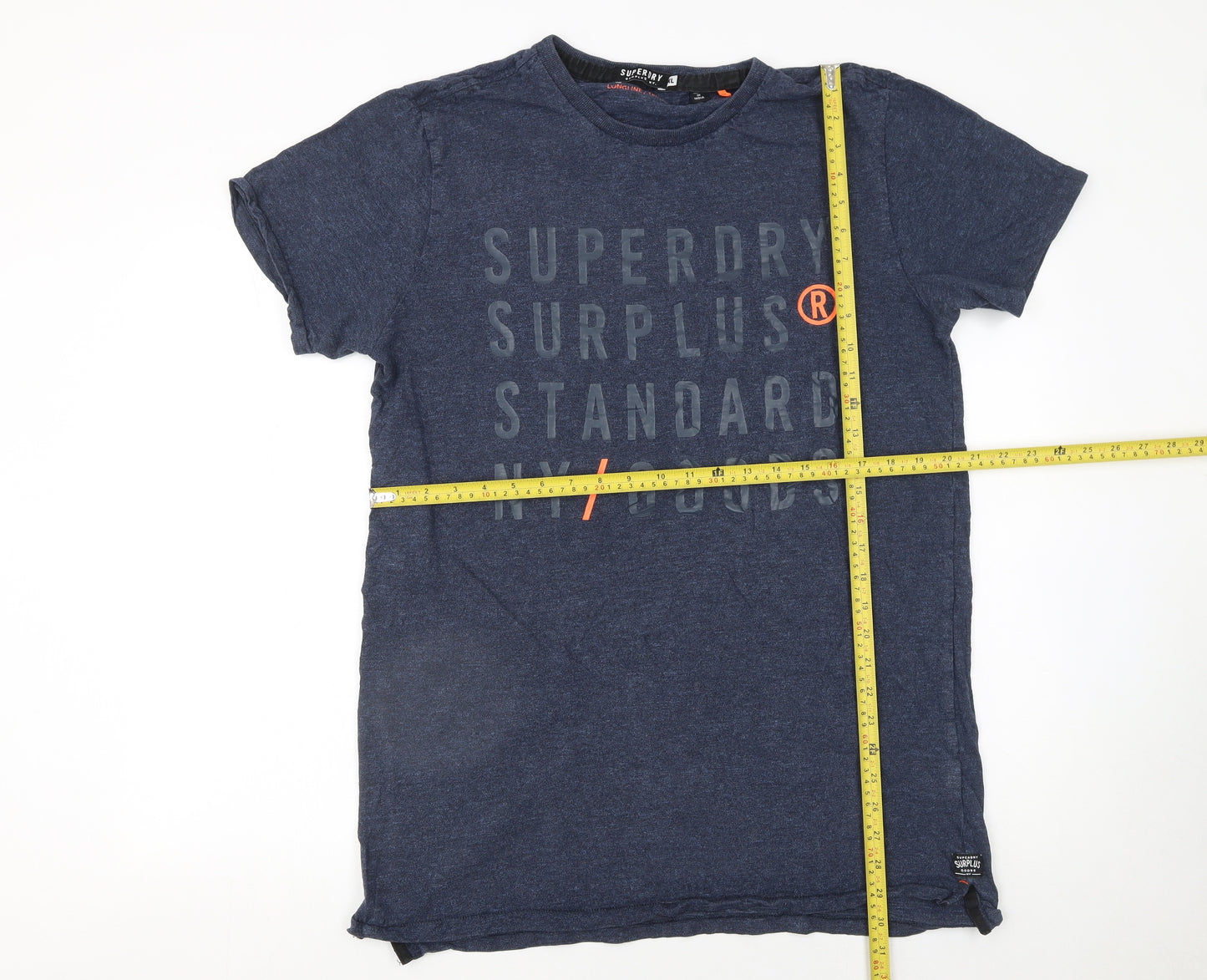 Superdry Men's Blue Graphic Print Crew Neck Cotton T-Shirt XL