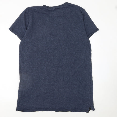 Superdry Men's Blue Graphic Print Crew Neck Cotton T-Shirt XL