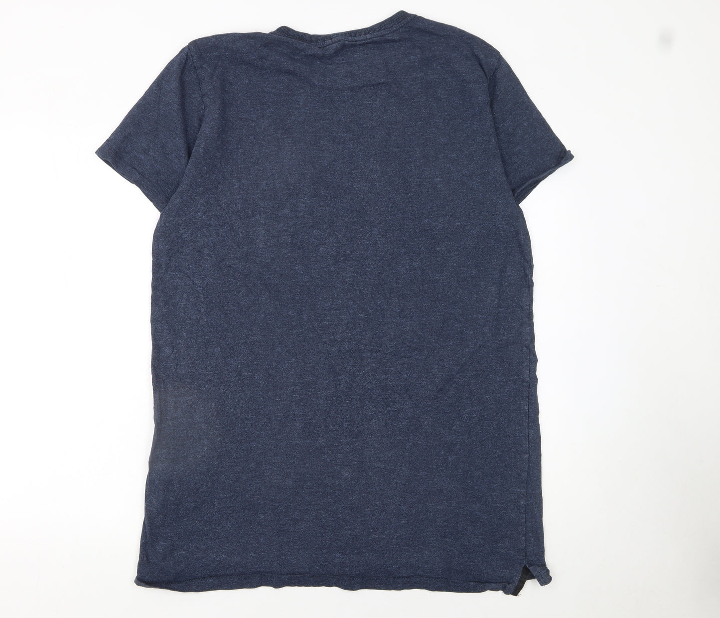 Superdry Men's Blue Graphic Print Crew Neck Cotton T-Shirt XL
