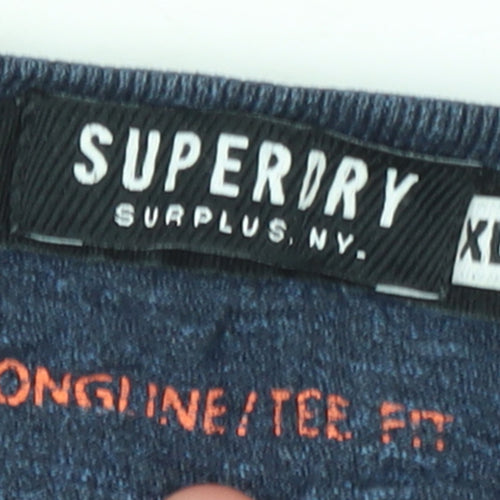 Superdry Men's Blue Graphic Print Crew Neck Cotton T-Shirt XL