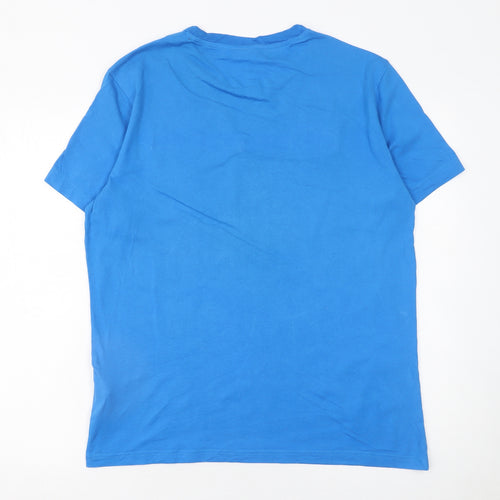 Champion Men's Blue Medium Crew Neck Cotton Logo T-Shirt