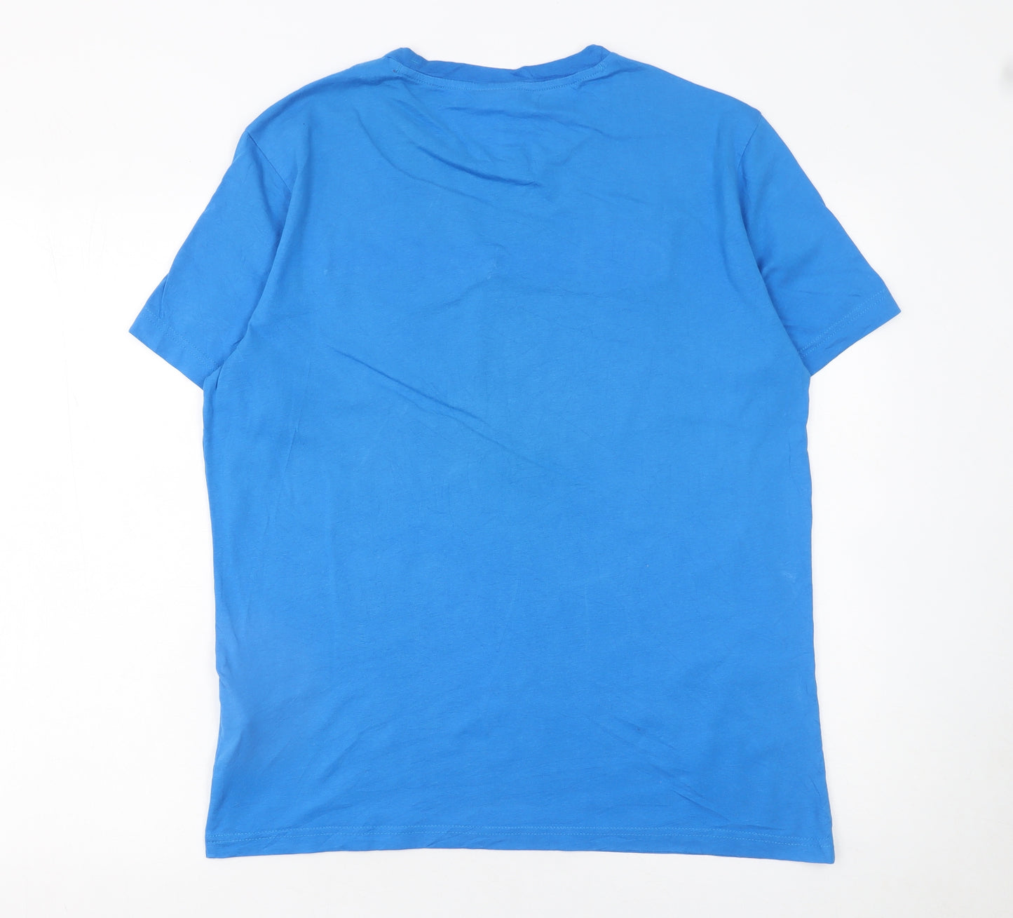 Champion Men's Blue Medium Crew Neck Cotton Logo T-Shirt