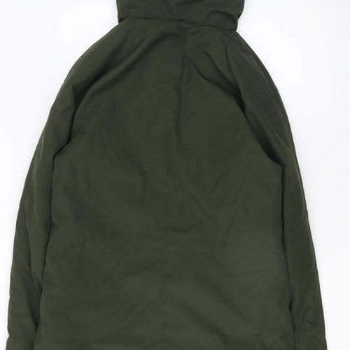 Marks and Spencer Men's Green S Parka Coat Hooded Mid-Length Polyester