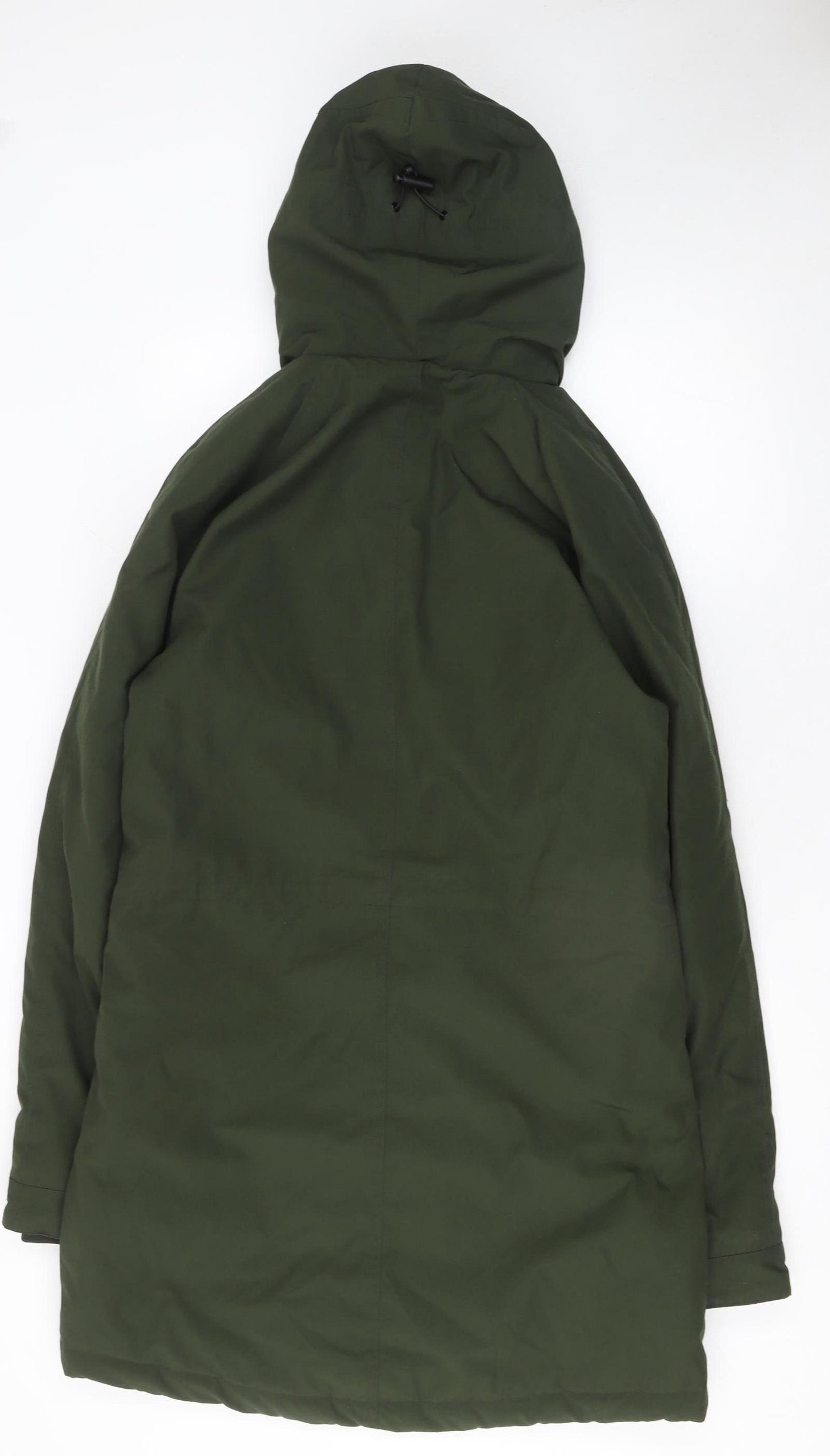 Marks and Spencer Men's Green S Parka Coat Hooded Mid-Length Polyester