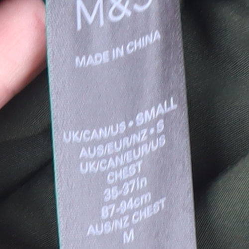 Marks and Spencer Men's Green S Parka Coat Hooded Mid-Length Polyester