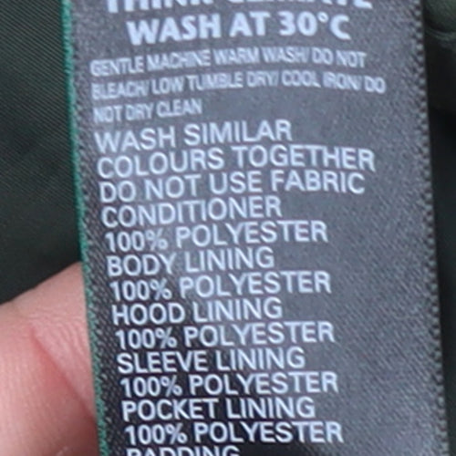 Marks and Spencer Men's Green S Parka Coat Hooded Mid-Length Polyester