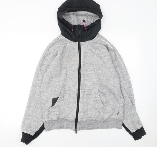 Converse Womens Grey Full Zip Hoodie Size 10 Cotton Blend Casual