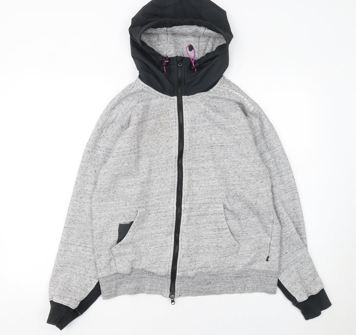 Converse Womens Grey Full Zip Hoodie Size 10 Cotton Blend Casual