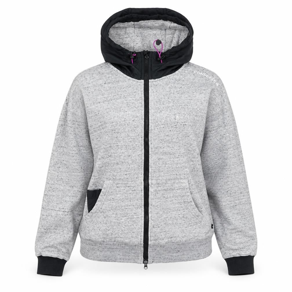 Converse Womens Grey Full Zip Hoodie Size 10 Cotton Blend Casual