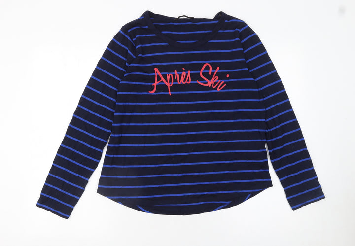 Marks and Spencer Women’s Blue Striped Long Sleeve Après Ski T-Shirt Size 14