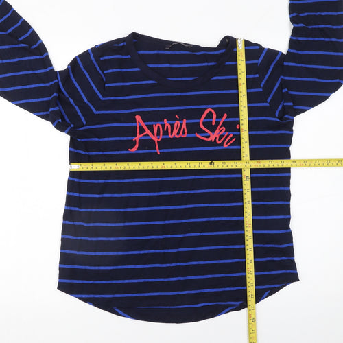 Marks and Spencer Women’s Blue Striped Long Sleeve Après Ski T-Shirt Size 14