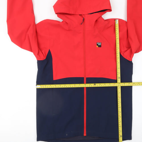 Sprayway Boys Red & Navy Waterproof Hooded Rain Coat Jacket 12-13 Years