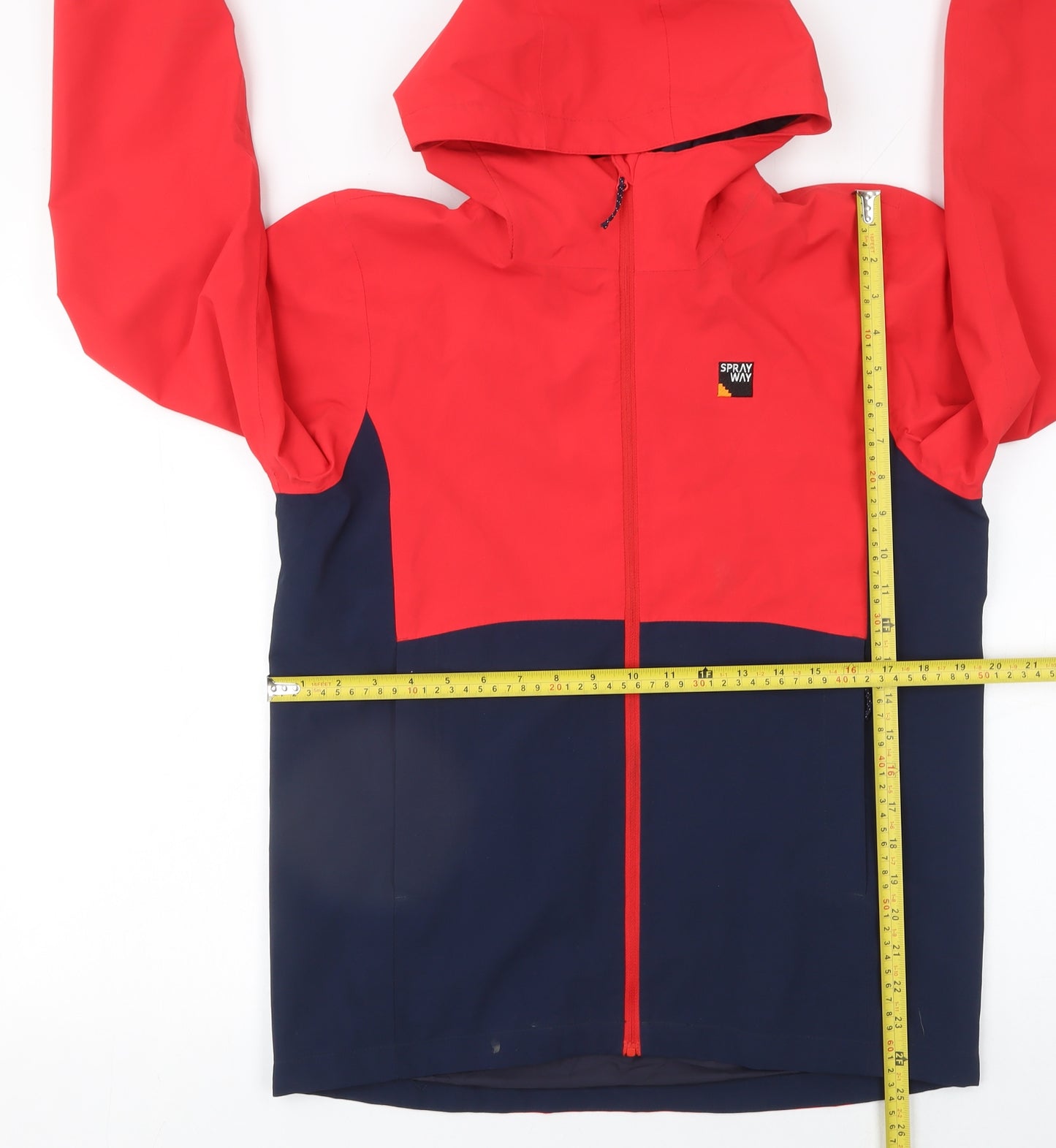 Sprayway Boys Red & Navy Waterproof Hooded Rain Coat Jacket 12-13 Years