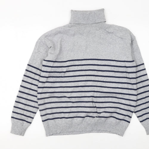 Apricot Women Grey Striped Roll Neck Knit Jumper Size 10