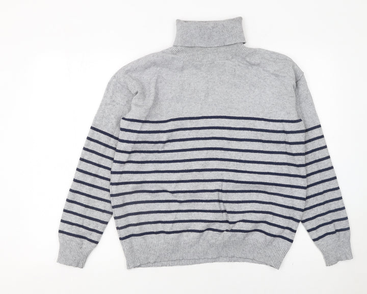 Apricot Women Grey Striped Roll Neck Knit Jumper Size 10