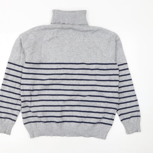 Apricot Women Grey Striped Roll Neck Knit Jumper Size 10