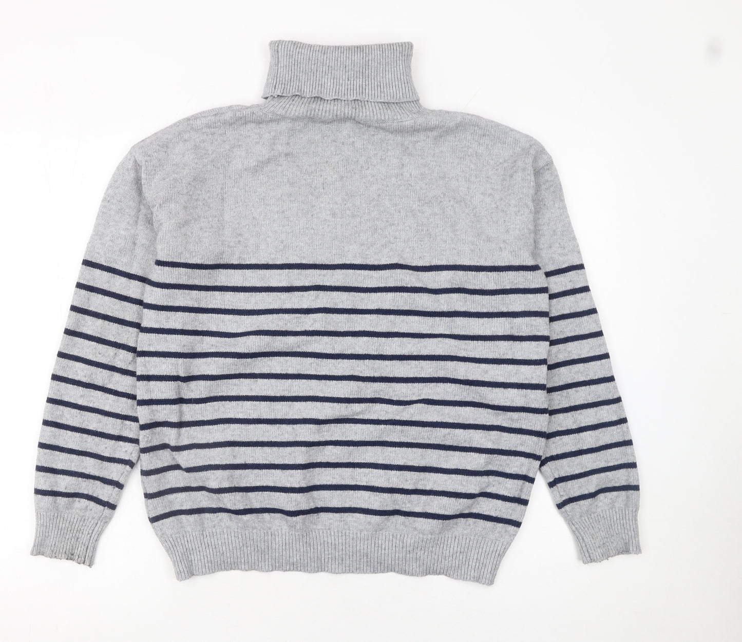 Apricot Women Grey Striped Roll Neck Knit Jumper Size 10