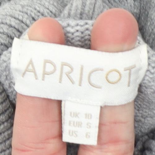 Apricot Women Grey Striped Roll Neck Knit Jumper Size 10