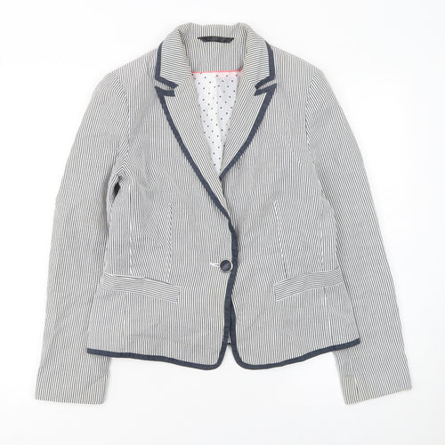 Dunnes Women Blue Pinstripe Single-Breasted Blazer Size 12