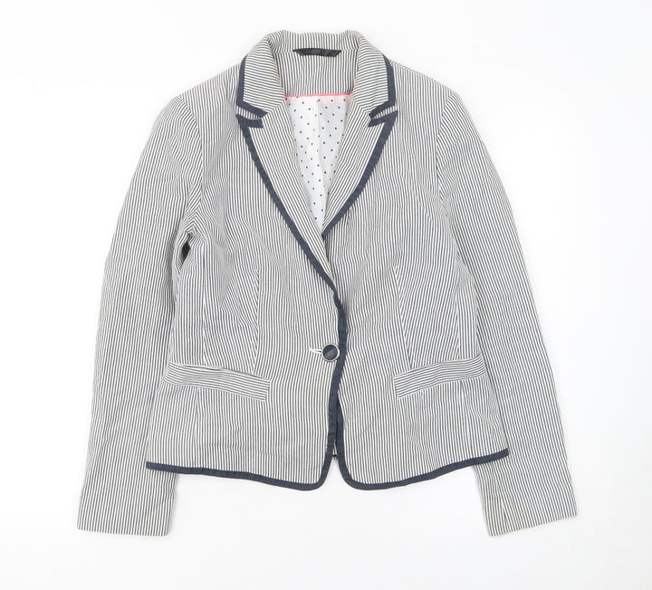 Dunnes Women Blue Pinstripe Single-Breasted Blazer Size 12
